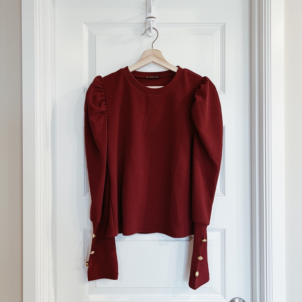 SHEIN Burgundy Gigot-Sleeved Top
